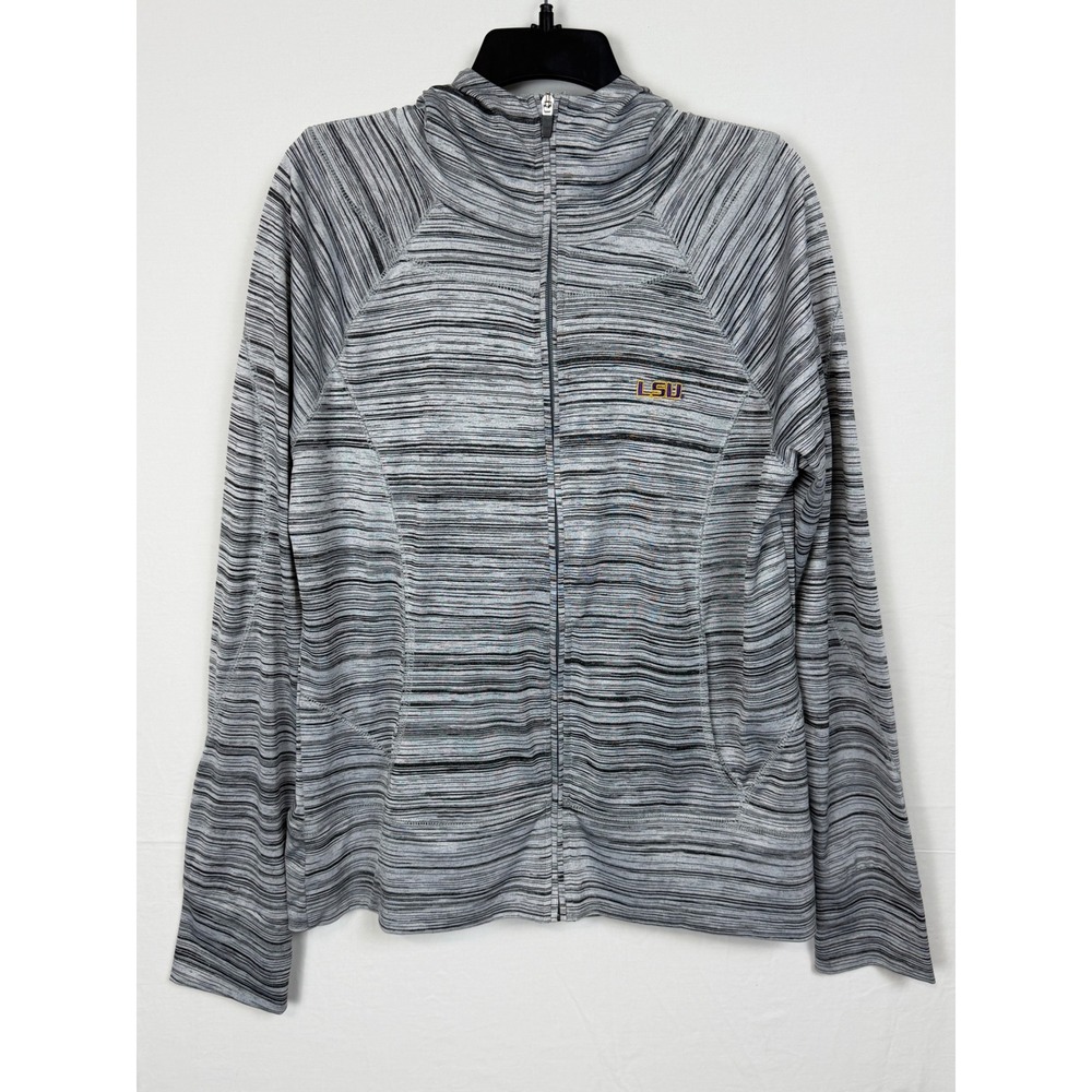 Crable Women LSU Full Zip Hoodie XXL Grey Space Dye Striped Active Jacket
